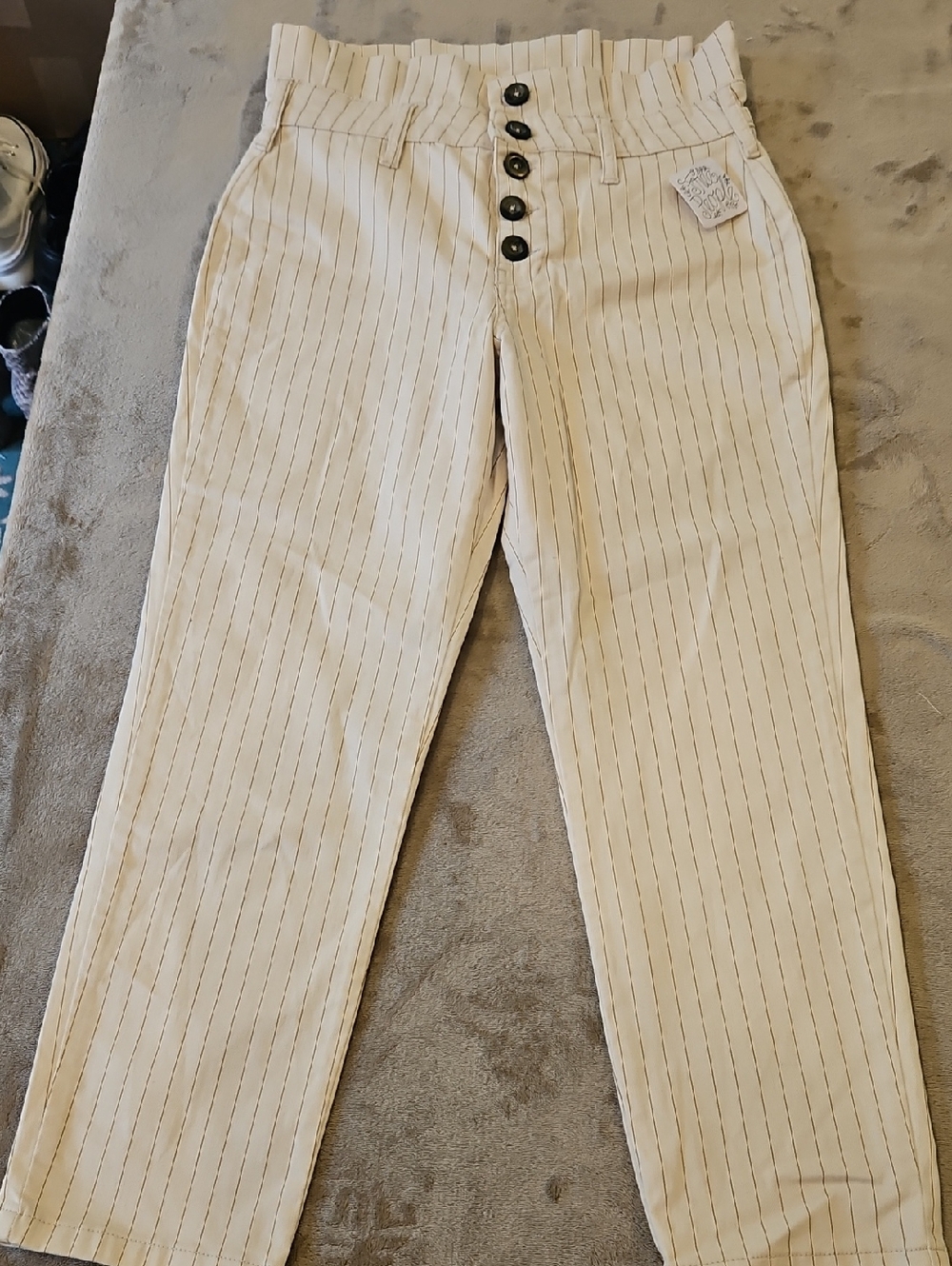 Free People Montella Pinstripe Crop Skinny Pant